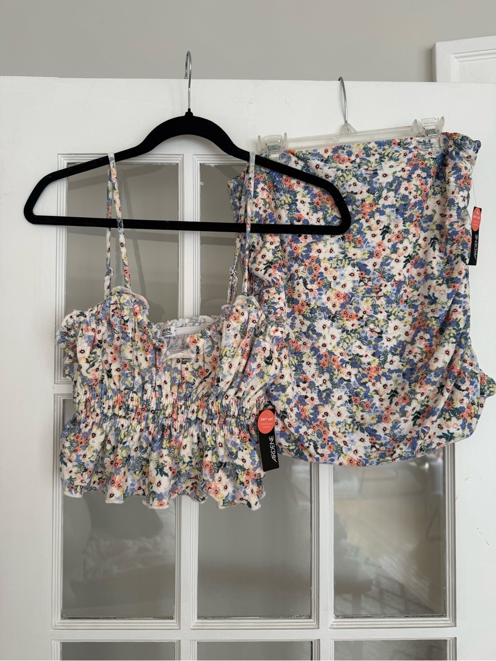 Floral Smocked Crop Top and Skirt Set